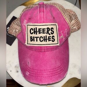 Pink and Tan Women's Cap